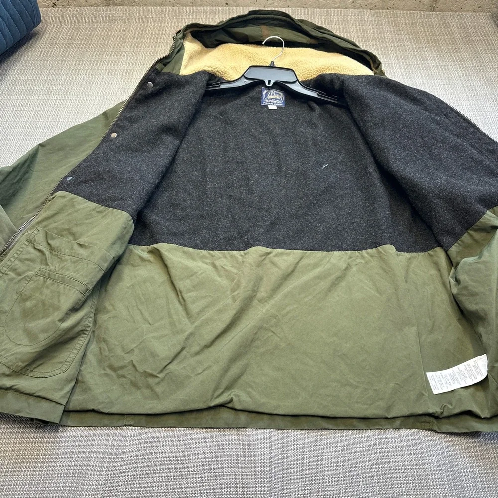 J. Crew Hooded Parka Mens XL Green‎ Field Jacket Wool Lined Utility Outfitter